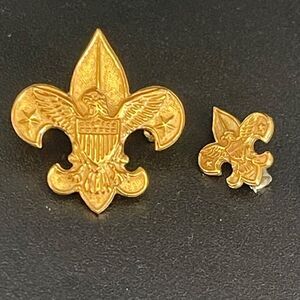 Pat 1911 VINTAGE Boy Scouts Eagle Scout Pin Set of 2 Pins "BS of A" "PAT 1911"
